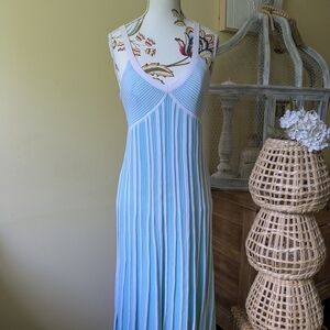Chic Striped Maxi Dress in Blue and White
